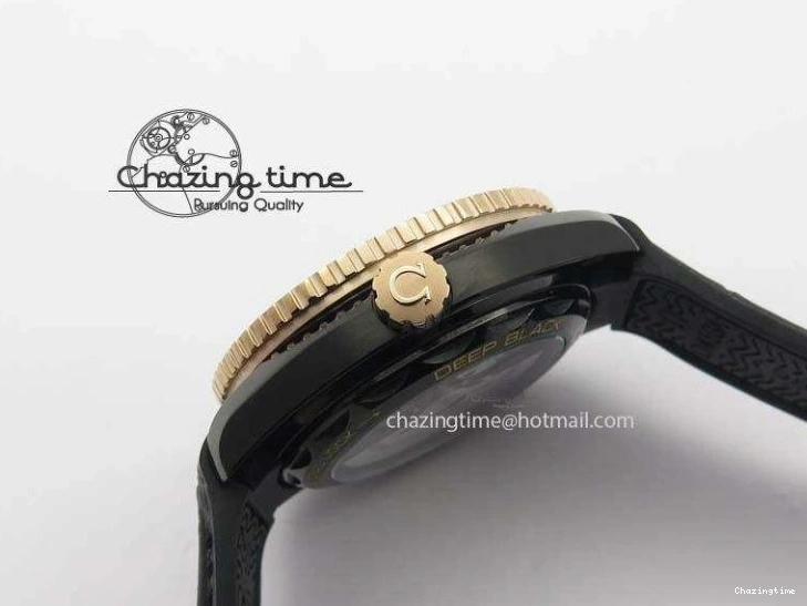 0427 Planet Ocean 45mm GMT DLC RG JHF Best Edition Black Dial On Leather Strap A Soft 8193